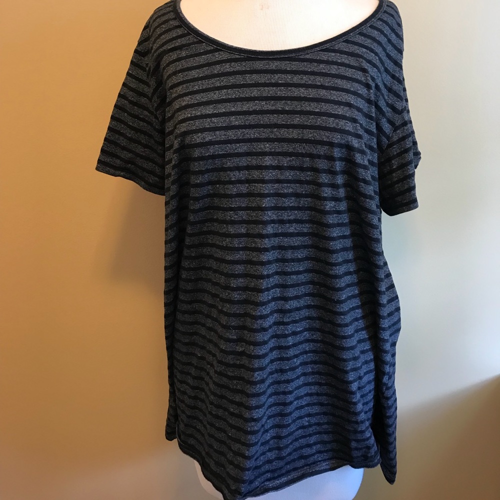Lularoe Classic Tee Black and Gray Striped